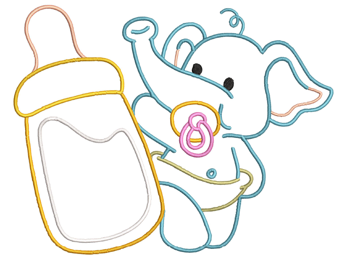 Tender Elephant Baby Outline