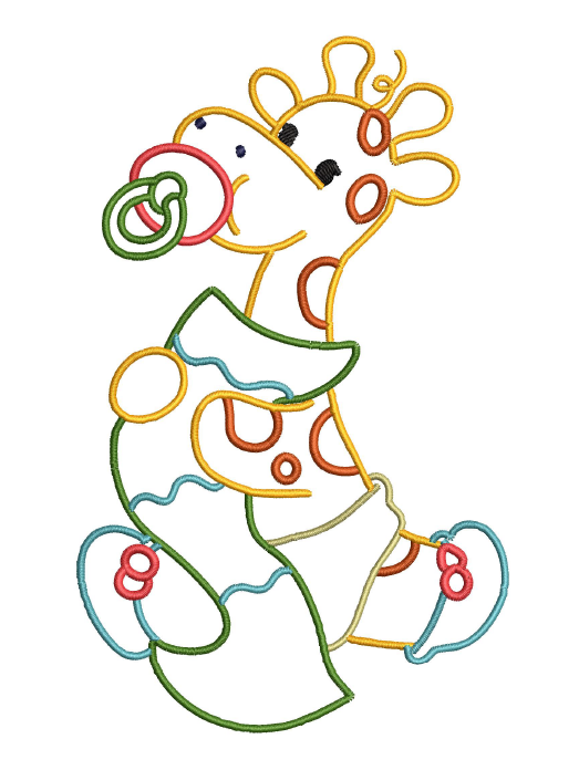 Tender Giraffe Baby Outline