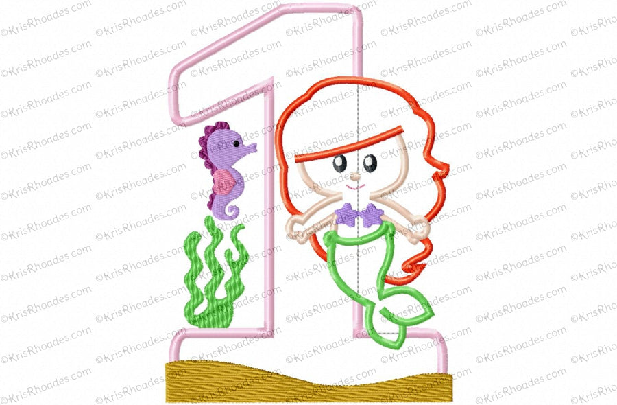 KRD Mermaid 1st Birthday Number