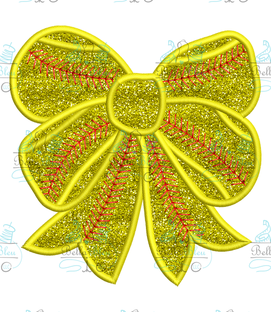 Baseball Softball Bow Side Design Applique 3 sizes