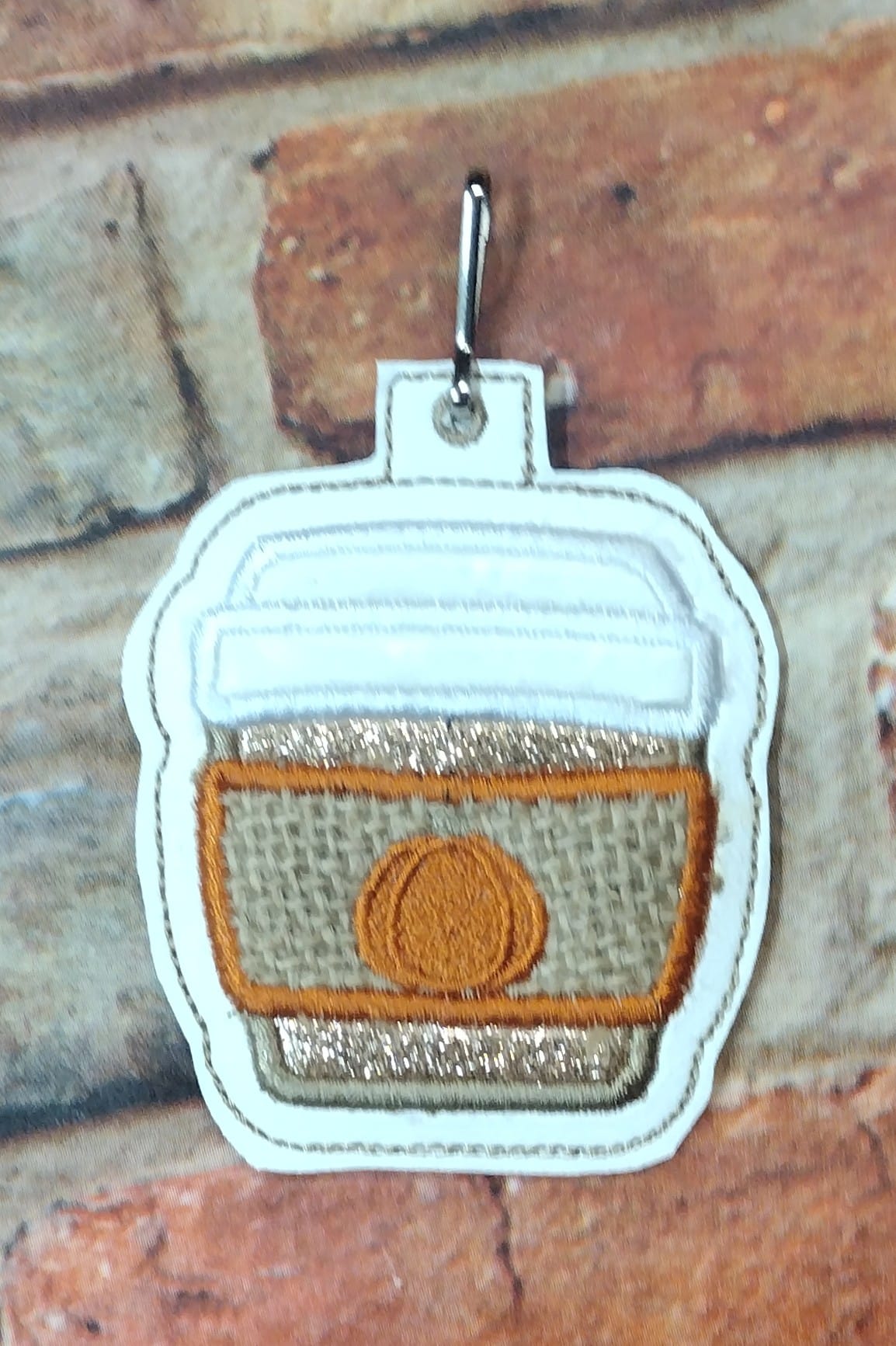 Latte Coffee Fall ITH Key charm fob
