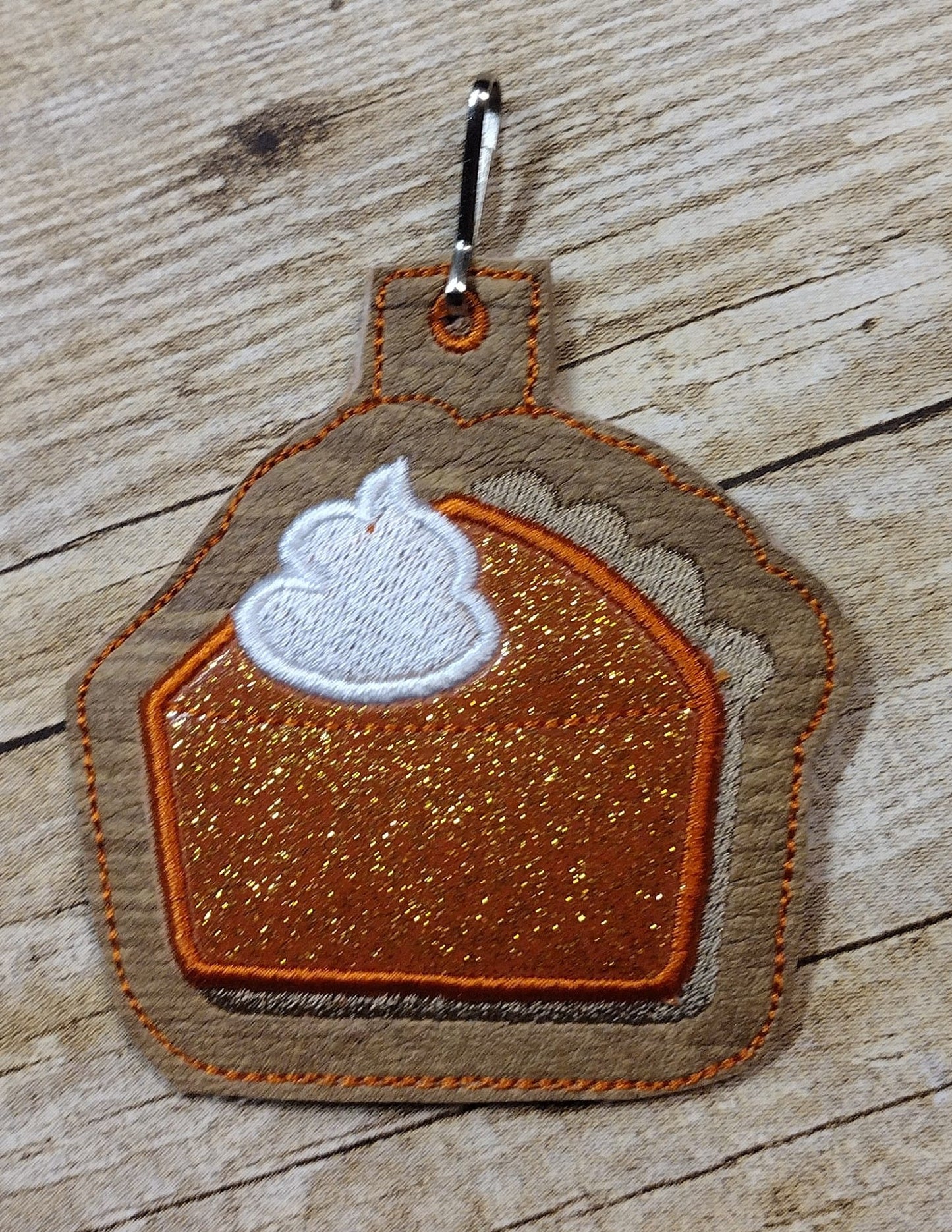 Pumpkin Pie Slice Fall ITH Key charm fob