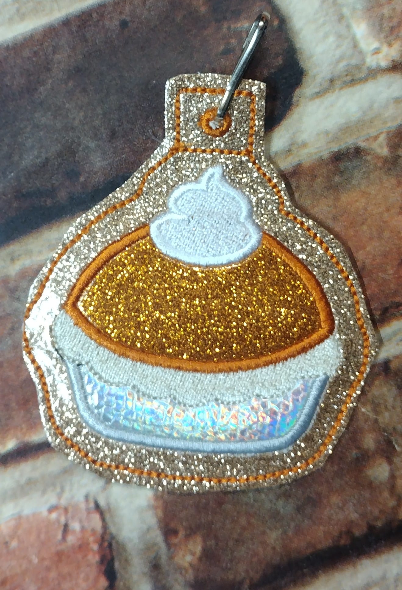 Pumpkin Pie Fall ITH Key charm fob