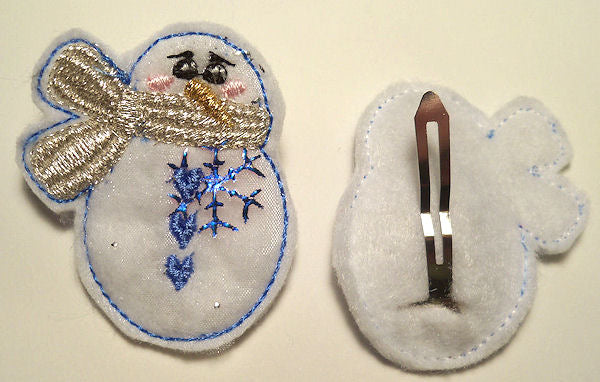 Snowman Feltie Clippie and Bow Center ITH