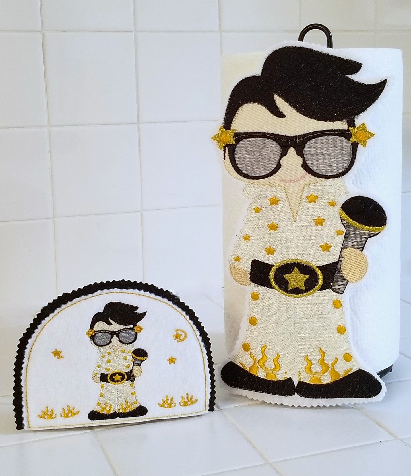 Inspired Elvis ITH Napkin Holder Cover Sketchy design