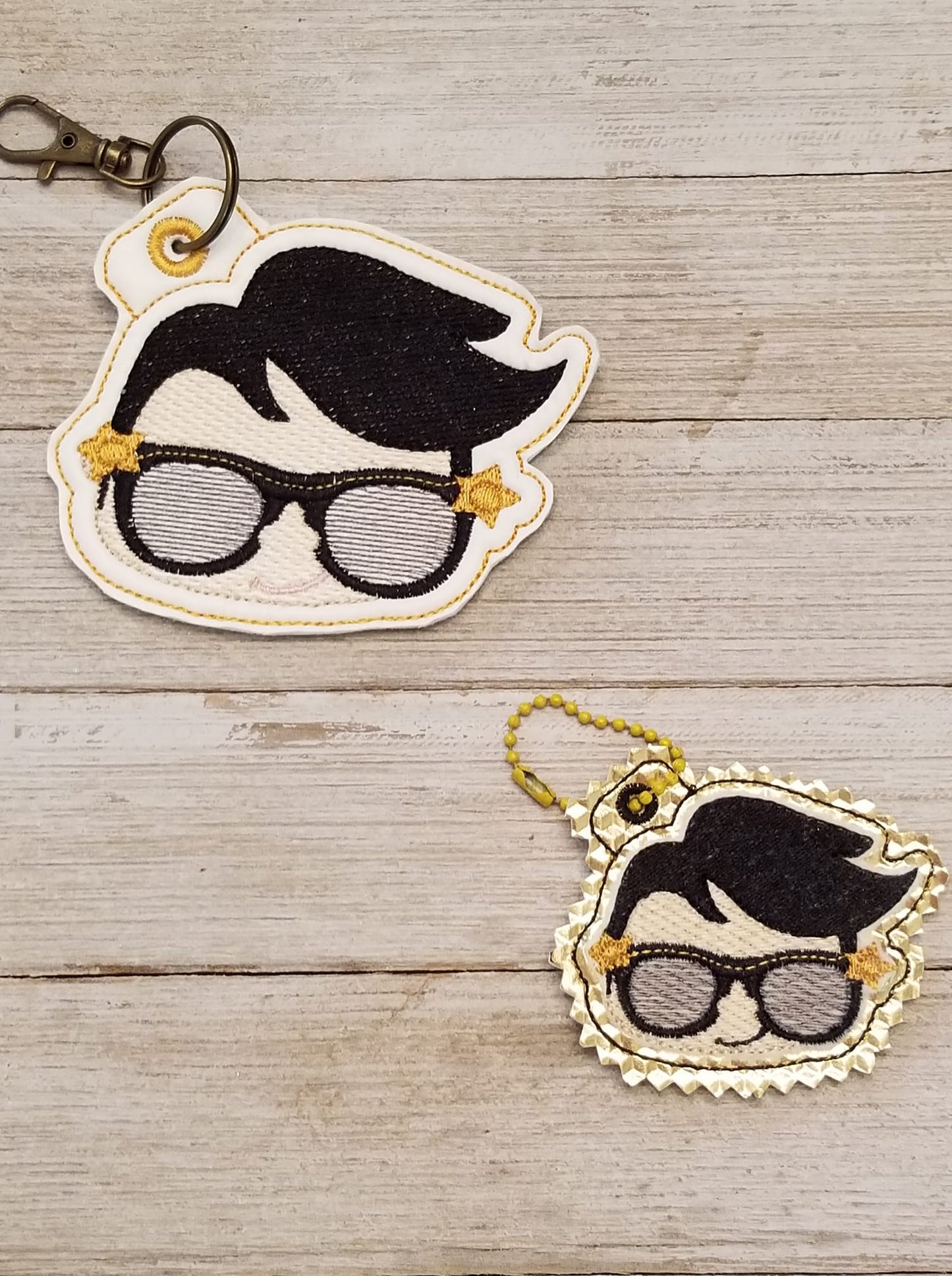 Inspired Elvis ITH Key Charm Sketchy design