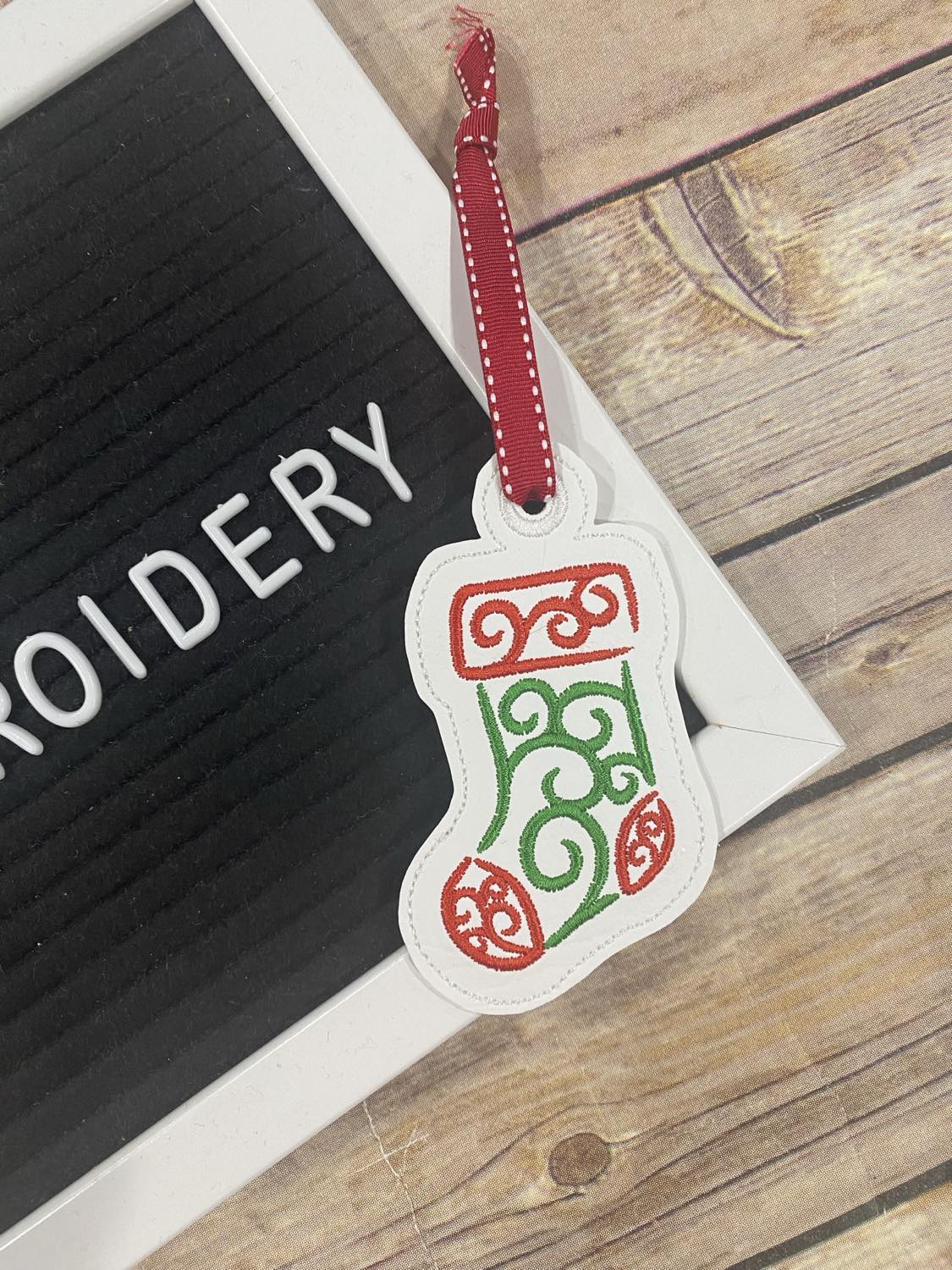 ITH Christmas Stocking Swirl Ornament