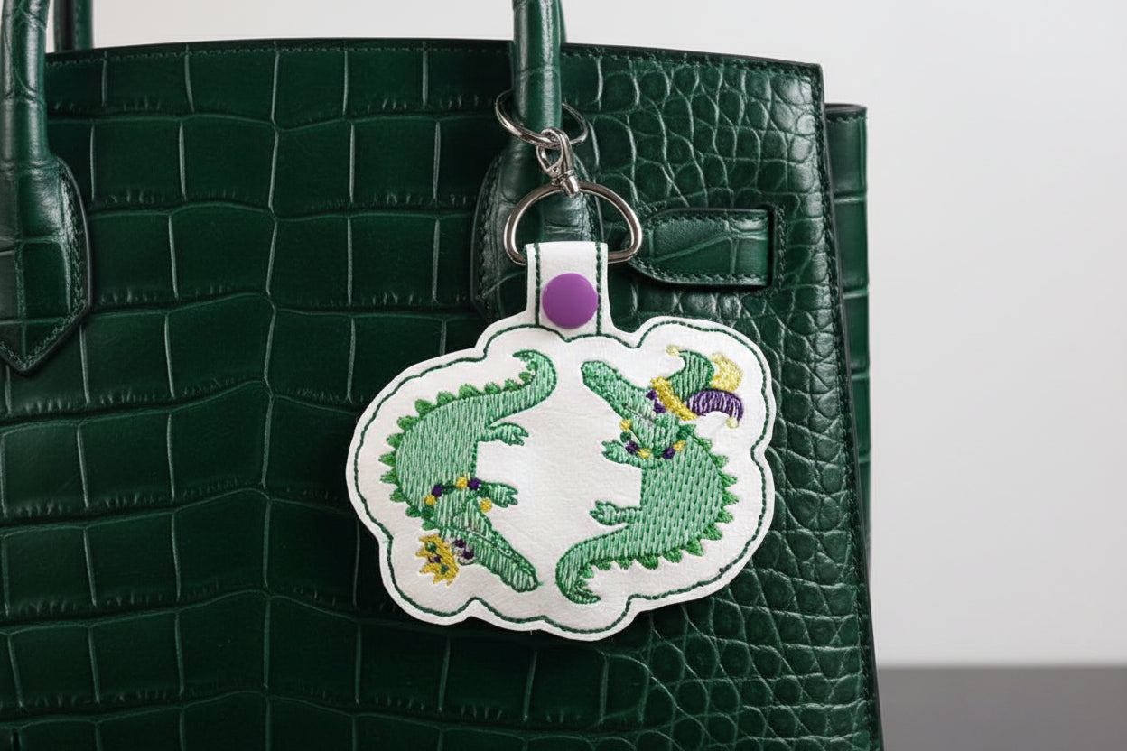 Mardi Gras Alligator ITH Key fob