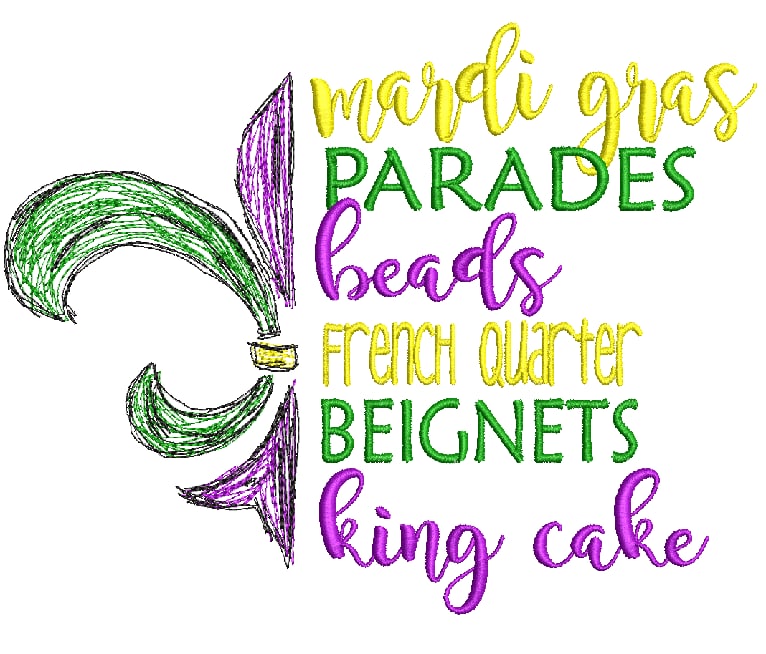 Mardi Gras Graffiti Scribble Saying