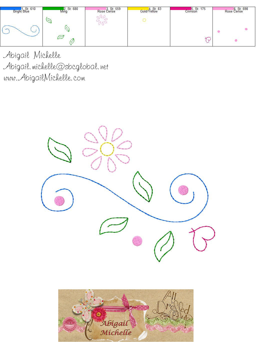 Heirloom Floral Scroll Stitchery Bean Stitch