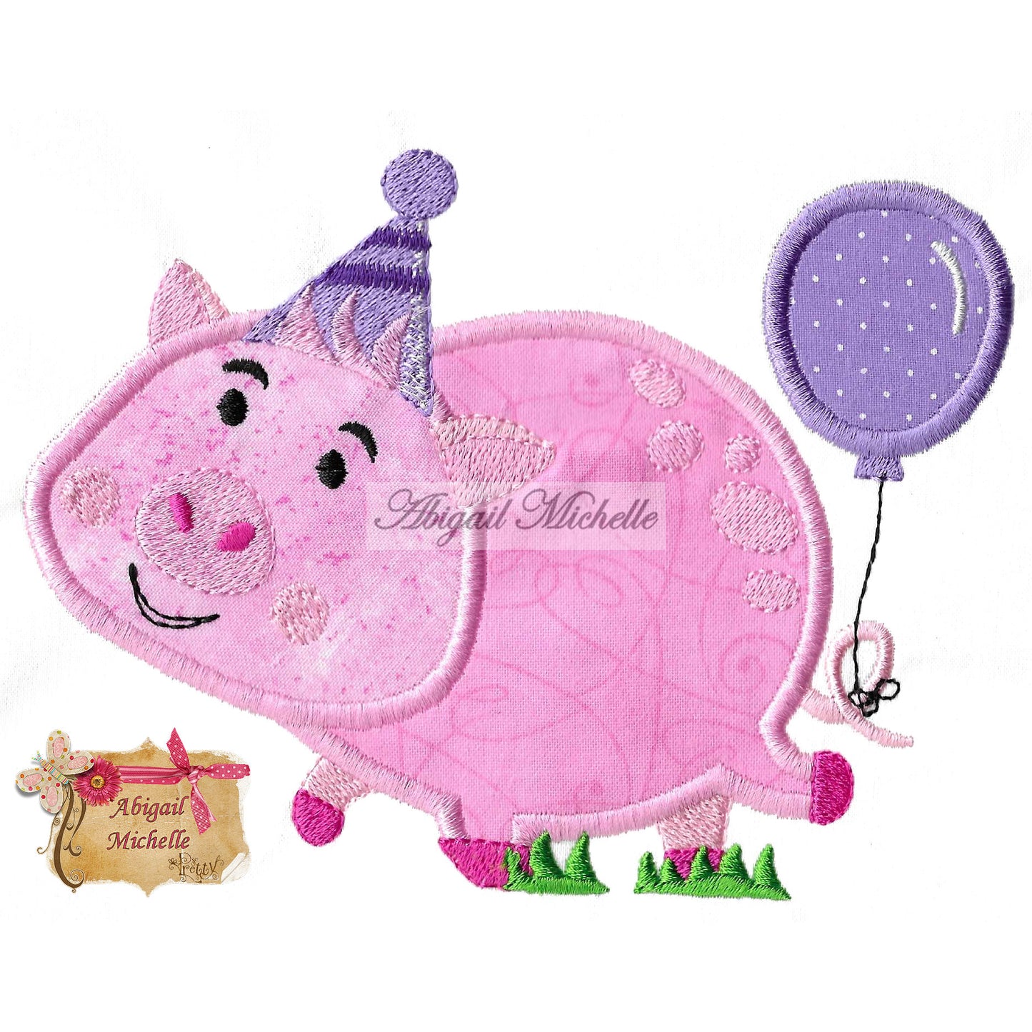 Birthday Party Pig Applique