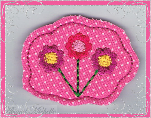 Spring Flowers Feltie Clippie and Bow Center ITH