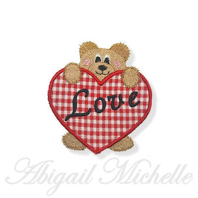 Heart Bear Applique 3 sizes