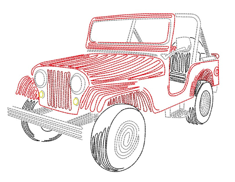 Vintage Truck Off road 3 Bean Stitch