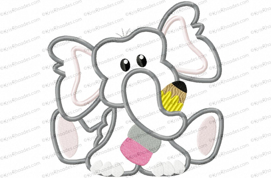 KRD Elephant With Pencil Applique
