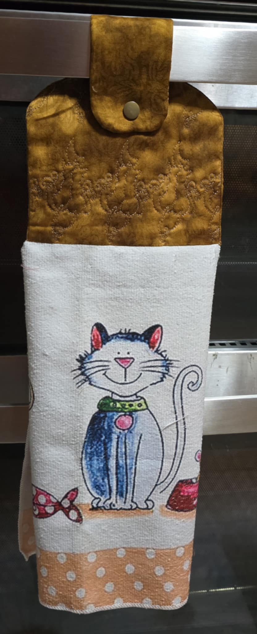 Cat Moon Stipple ITH Over Oven handle towel