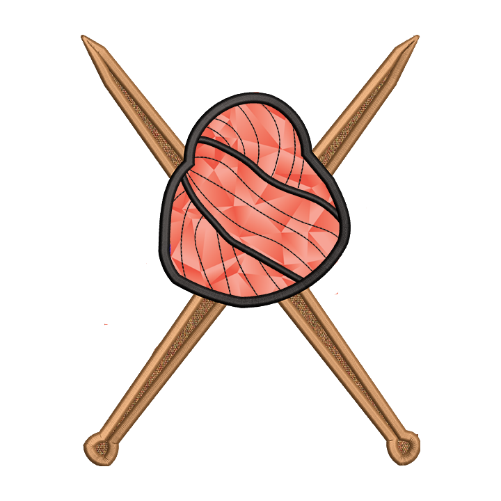Knitting Needles and Yarn Side Design Applique