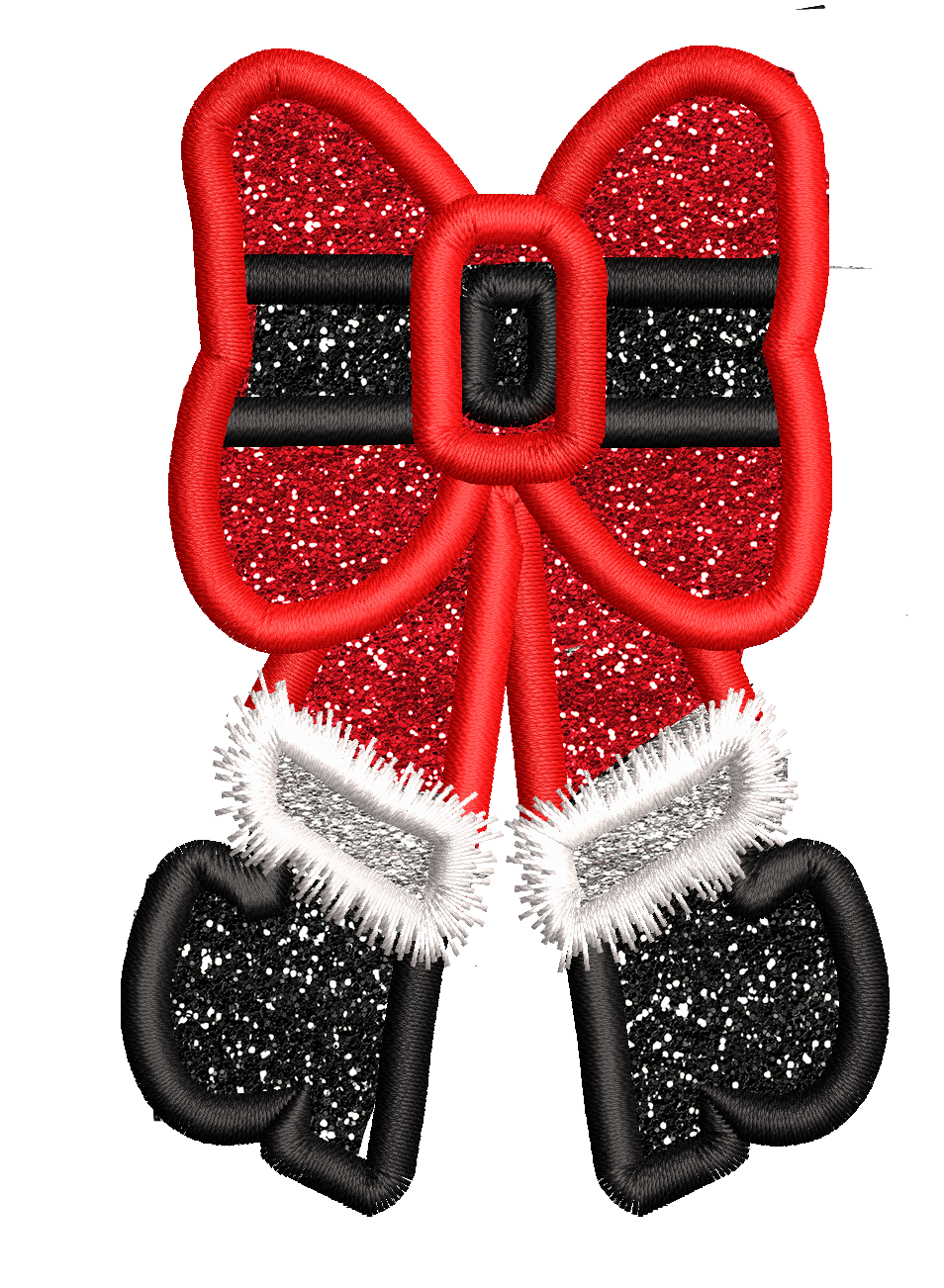 Santa Boots Bow Side Design Applique