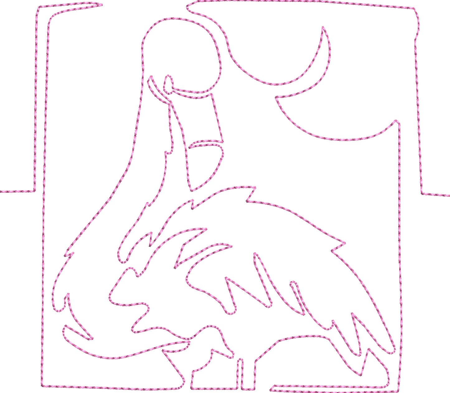 Flamingo Quilt Stipple Bean Stitch