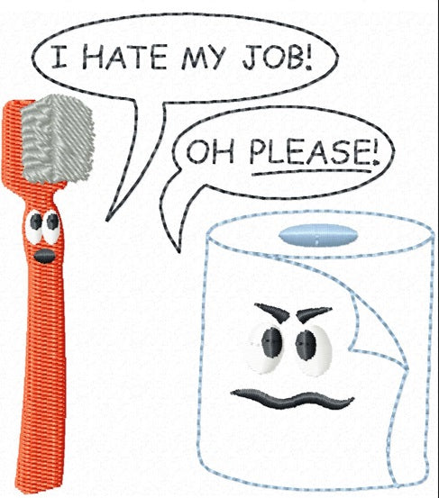 KRD Hate my job toilet paper embroidery design