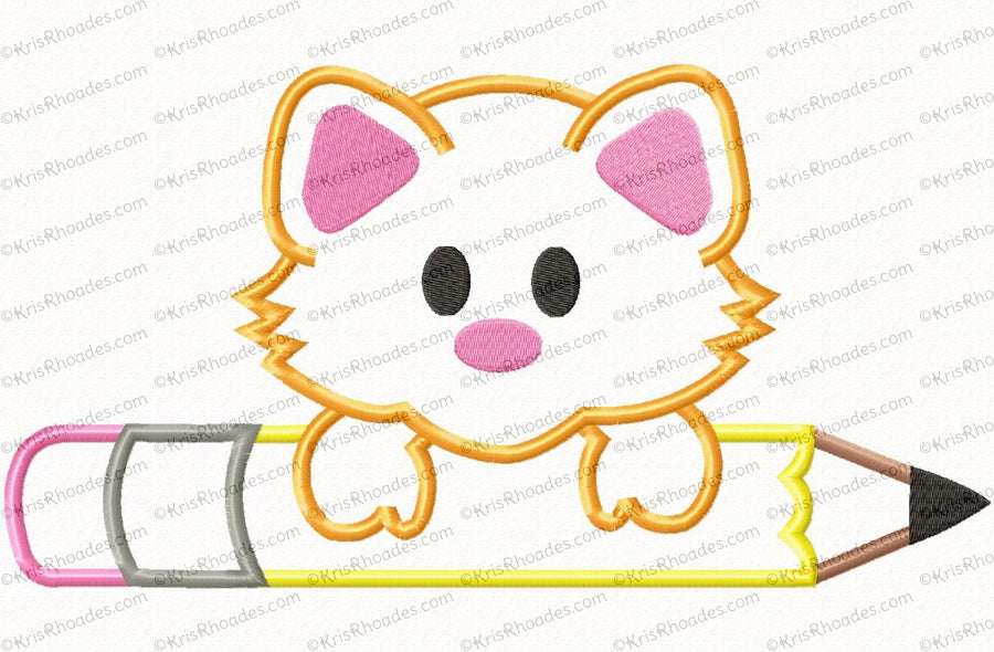 KRD Kitty With Pencil Applique