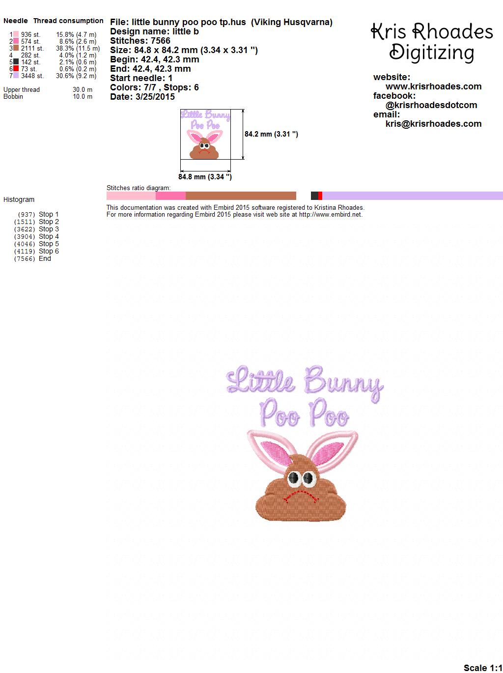 KRD Little Bunny Poo Poo toilet paper embroidery design