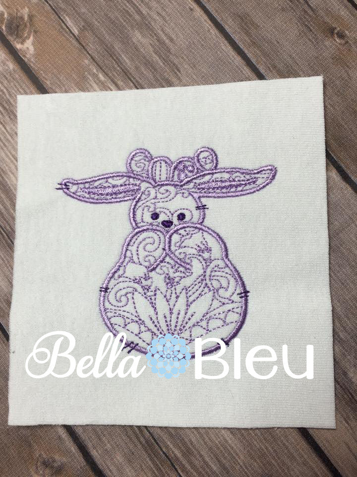 Easter Bunny Rabbit machine embroidery colorwork design