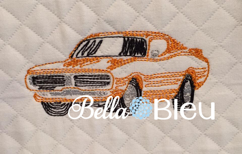 Redwork Colorwork Charger Muscle Car Fathers Day Machine Embroidery Design