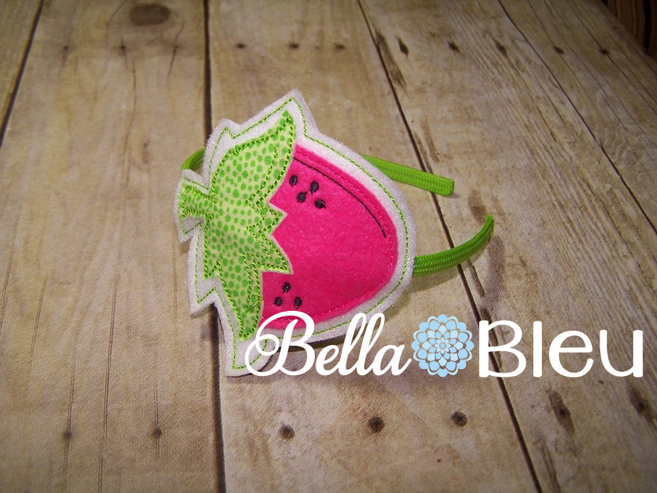 ITH in the hoop Strawberry Headband Slider Topper machine embroidery design