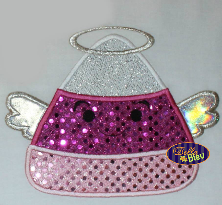 Halloween Angel with Halo Candy Corn Machine Applique Embroidery Design