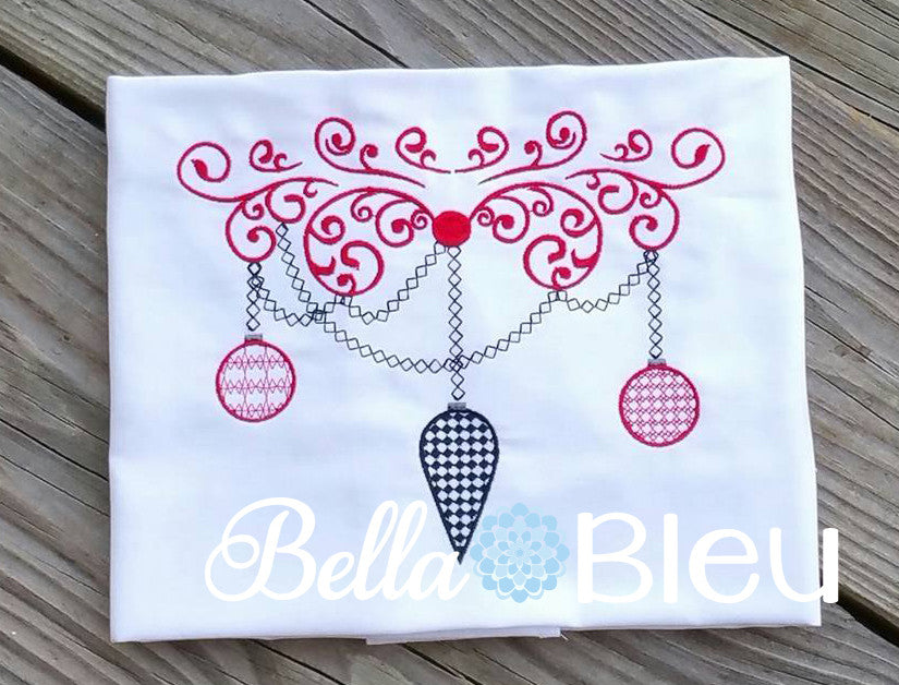 Retro Christmas Ornaments, Retro Motif fill machine embroidery design