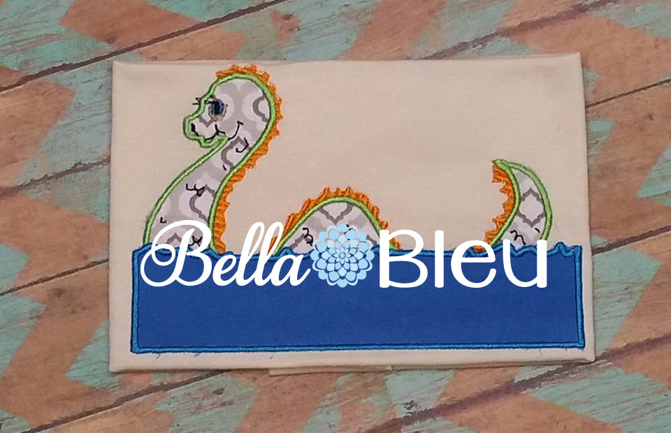 Nessie Sea Monster Machine Applique Embroidery Design Scotland