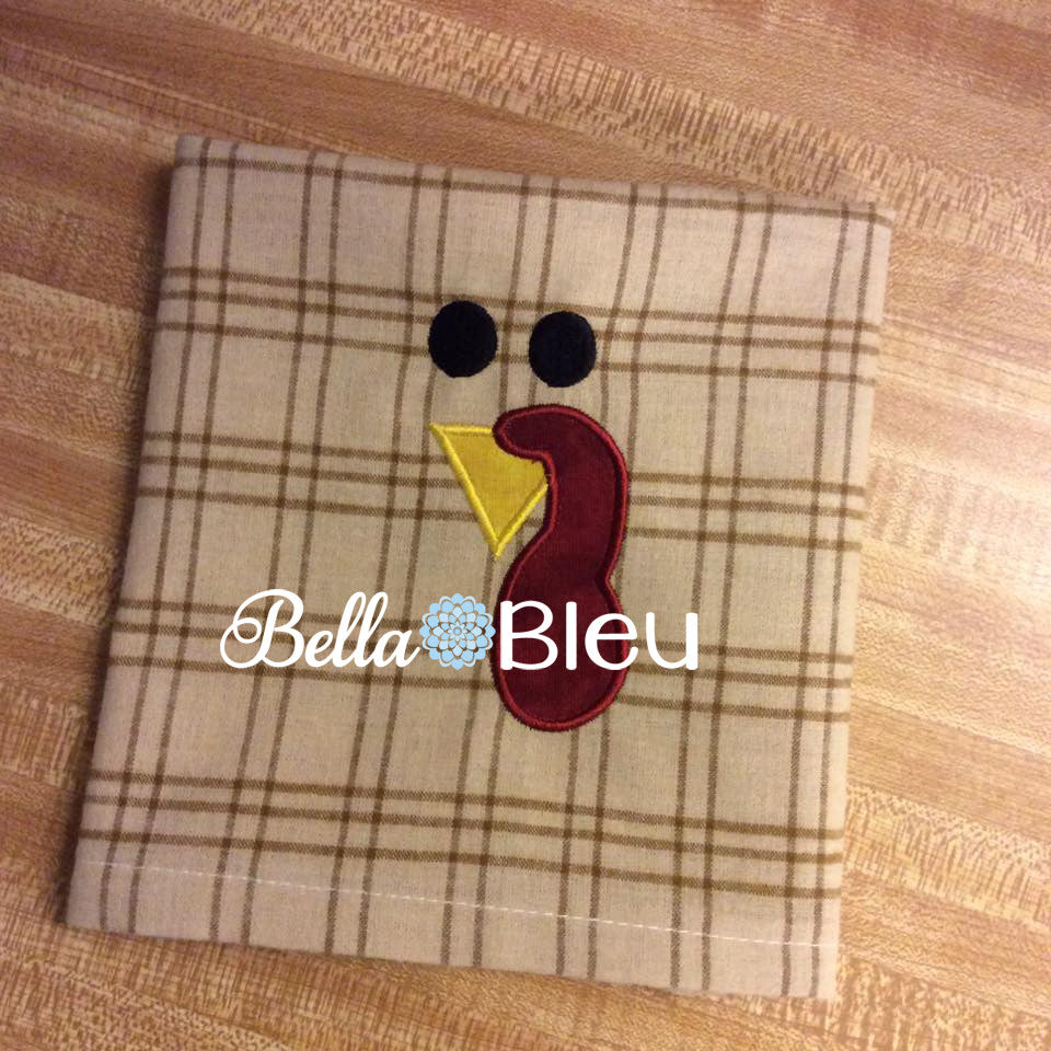 Adorable Thanksgiving Turkey Face Head Machine Applique Embroidery Designs Design