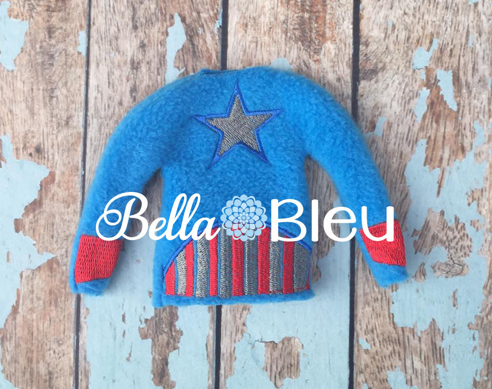 ITH In The Hoop Elf Inspired Captain America Sweater Shirt Embroidery design