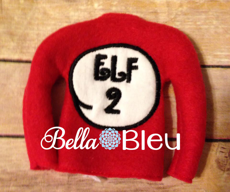 ITH In The Hoop Elf Inspired Thing 2 two Sweater Shirt Machine Embroidery Design, Star Wars Inspired Christmas Embroidery