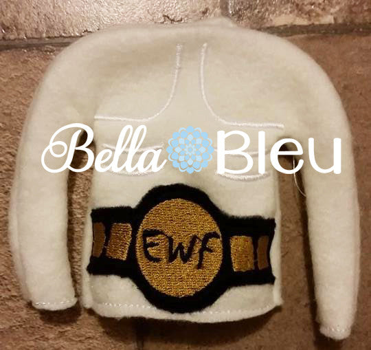 ITH In The Hoop Elf Wrestling Belt Sweater Shirt Embroidery Design