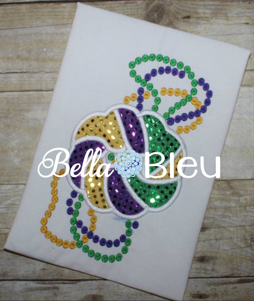 Mardi Gras King Cake with Bead Machine Applique Embroidery design