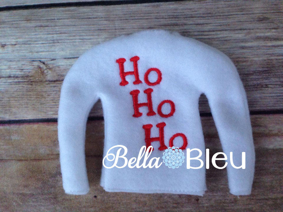 ITH HO HO HO Santa Elf Sweater Shirt Machine Embroidery Design