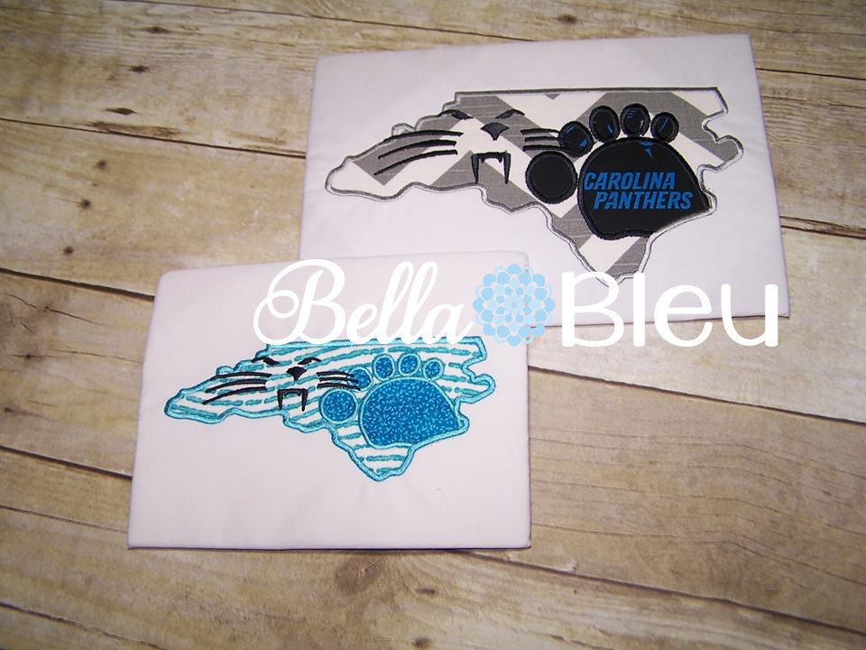 North Carolina State Mashup Applique Heels Panthers Embroidery Design