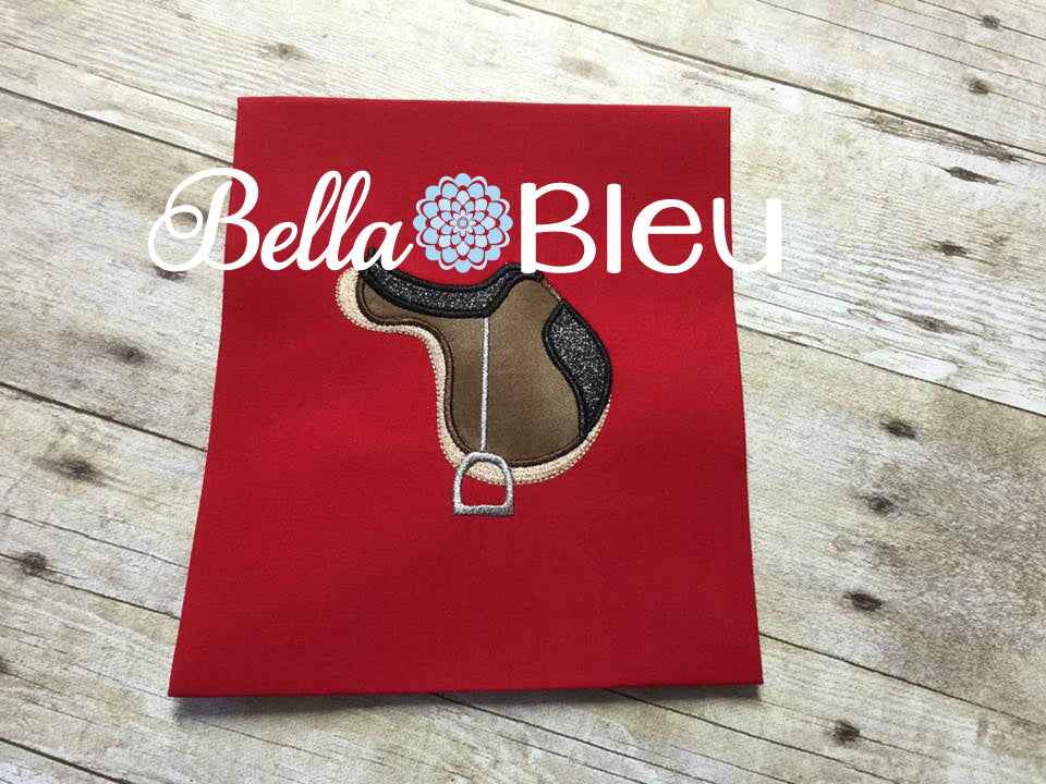 English Horse Riding Saddle Machine Applique Embroidery design