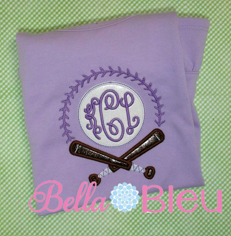 Baseball Bats Monogram Applique Embroidery Design