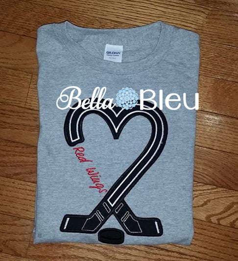 Hockey Sticks Heart Applique