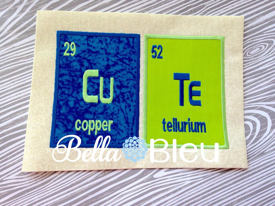 CU TE Cute Periodic Table Applique Machine Embroidery Design