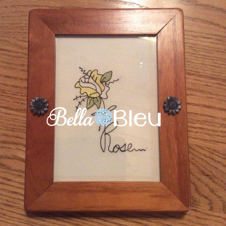 Beautiful Single Long stemmed Sketchy Rose Embroidery design