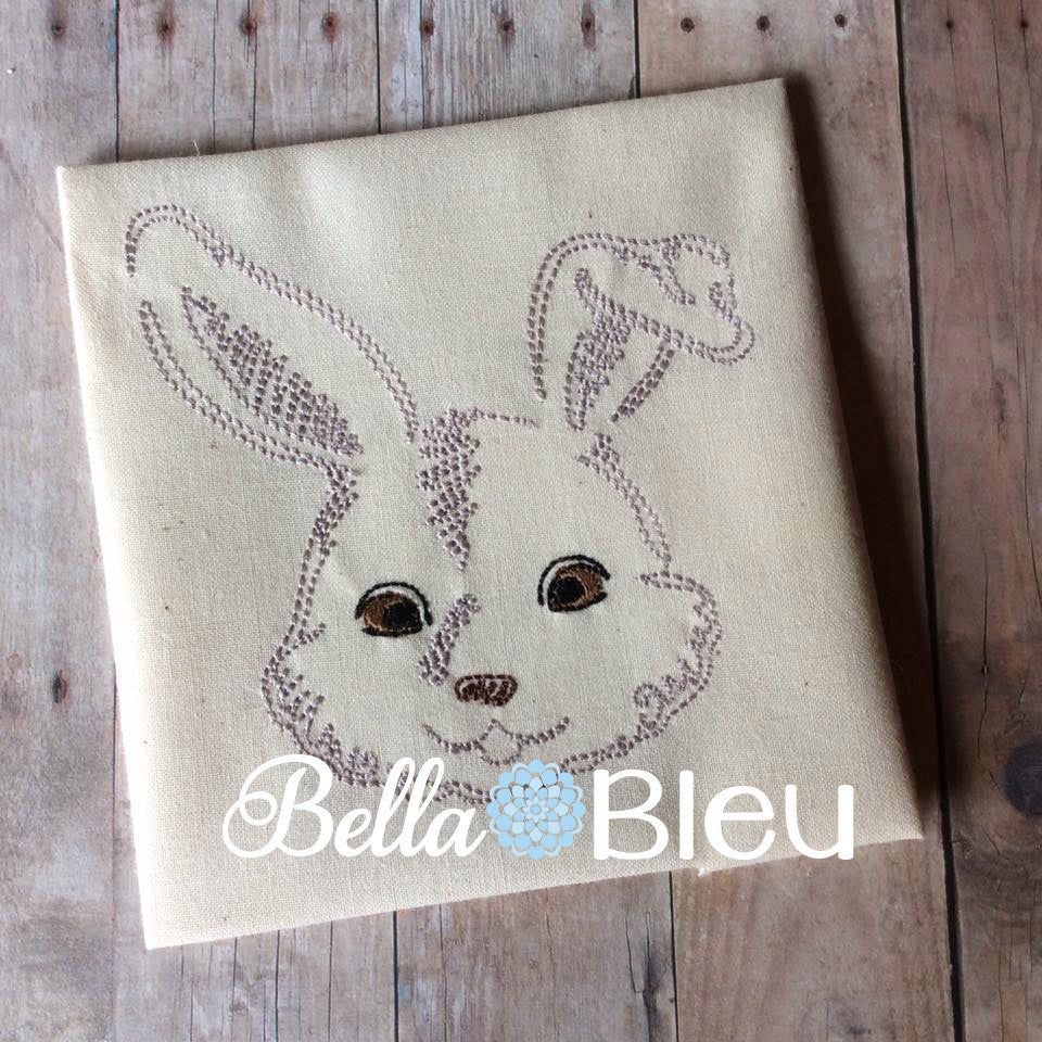 Beautiful Colorwork Redwork Adorable Farm Bunny Rabbit Machine Embroidery Design