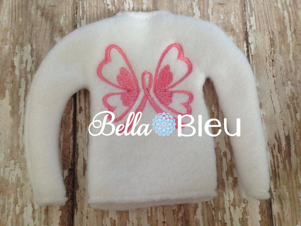 ITH In the Hoop Elf Ribbon Awareness Butterfly Sweater Shirt embroidery design