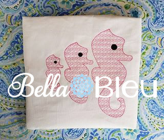 Motif filled Nautical Sea life Seahorse Embroidery machine Design