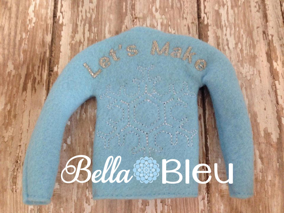 ITH In The Hoop Elf Lets Make Snowflakes Sweater Shirt Machine Embroidery Design, Frozen Christmas Embroidery