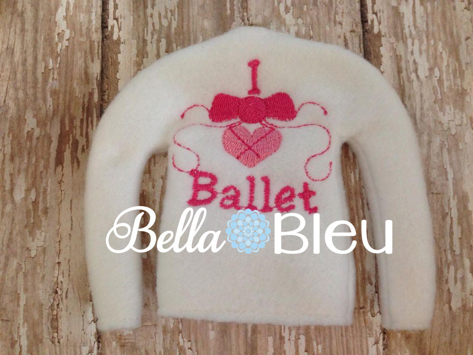 ITH In the Hoop Elf I love heart Ballet Sweater shirt embroidery design