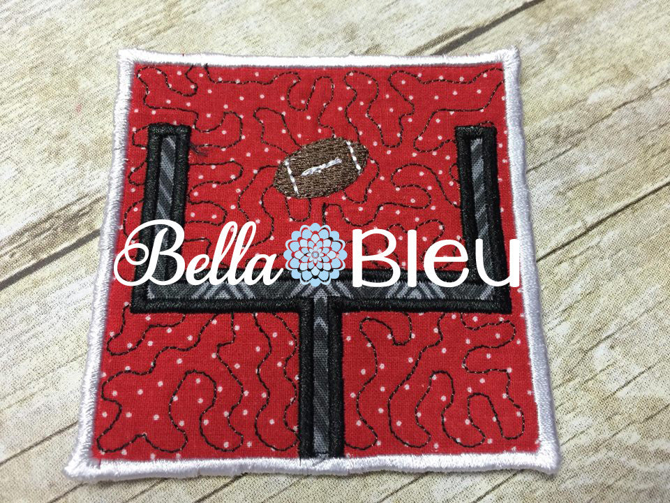 ITH In the Hoop Football End Zone Goal Post Coaster Machine Embroidery Design